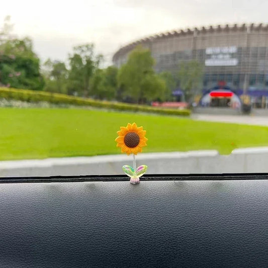 Cute Sunflower Car Decor Set Resin