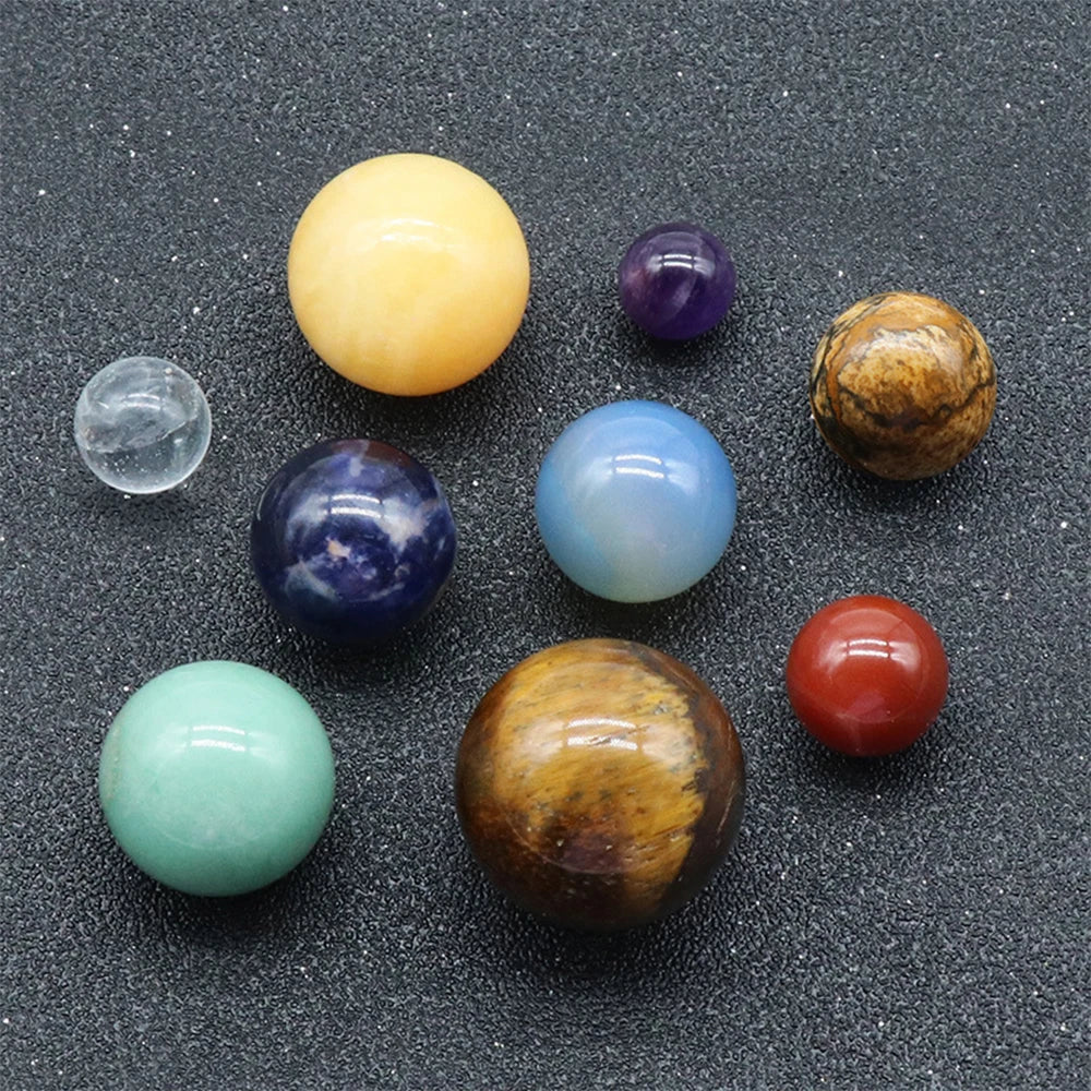 Solar System Natural Crystal Gemstones 9 Planets Office/ Home Decor