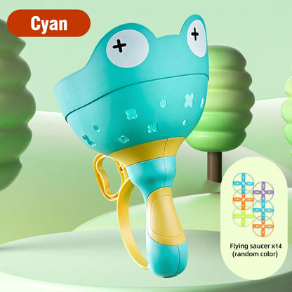 Flying Saucer Disc Launcher Kids Flying Toys Pull String UFO Throw Catch Outdoor Sport Propeller Children Toys Gift for Boy Girl