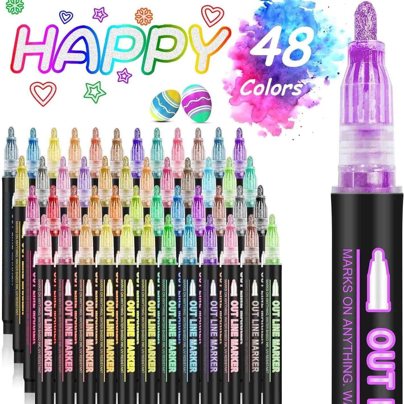 Double Line Outline Marker Pens Set Super Squiggles Highlighter