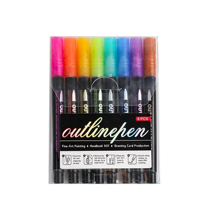 Double Line Outline Marker Pens Set Super Squiggles Highlighter