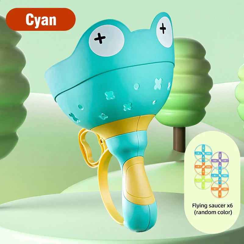 Flying Saucer Disc Launcher Kids Flying Toys Pull String UFO Throw Catch Outdoor Sport Propeller Children Toys Gift for Boy Girl