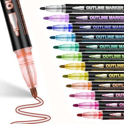 Double Line Outline Marker Pens Set Super Squiggles Highlighter
