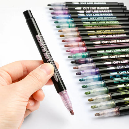 Double Line Outline Marker Pens Set Super Squiggles Highlighter
