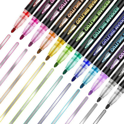 Double Line Outline Marker Pens Set Super Squiggles Highlighter