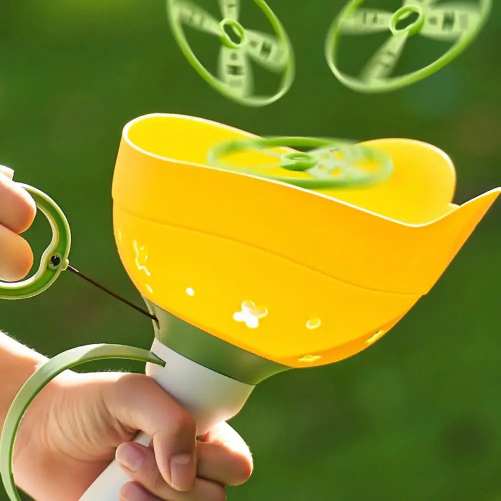 Flying Saucer Disc Launcher Kids Flying Toys Pull String UFO Throw Catch Outdoor Sport Propeller Children Toys Gift for Boy Girl